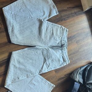 High Rise Studded Jeans - Light Gray